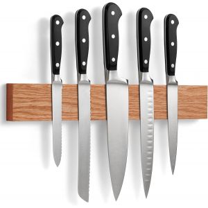 Eryi-Porte Couteaux Aimanté En Chêne Avec Aimant Extra Puissant - 40 Cm - Aimant Couteau Mural Pour Les Couteaux, Les Ustensiles Et Les Outils - Bloc Couteaux Vides - Neuf