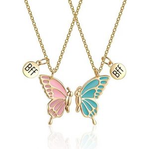 Kal-Collier Femme Papillon Bff Chaîne Or Et Argent Bijoux Pour Meilleures Amies Sautoir Long Et Élégant Pour Toutes Occasions - Neuf