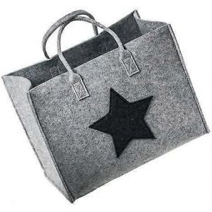 Sac en feutre de qualit&eacute; Felt shopper star sac shopping sac &agrave; main sac &agrave; main poign&eacute;e diff&eacute;rentes tailles (gris clair grand - grand) 42x24cm H.33/46cm - Neuf