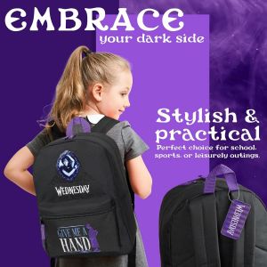 Sac A Dos Fille Ado Avec Poche Pour Bouteille D'Eau Cartables Scolaires 37X29Cm Mercredi Addams Cadeau Fille - Neuf