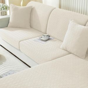 Tianyi-Housse Assise Canapé Extensible, Housse Dossier Canapé, Universelle Housse Coussin Canape, Protection Meubles Couvre Pour Canapé Antidérapante Couverture Canape (1 Place*2, Crème) - Neuf
