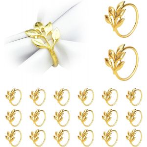 Tianyi-Lot De 20 Ronds De Serviette En Métal Pour Récolte, Thanksgiving, Mariage, Dîner, Fête, Banquet, Décoration De Table À Manger (Doré, Taille Standard) - Neuf