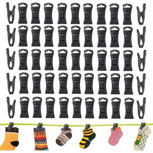 SUBZONAL-Lot de 70 pinces &agrave; chaussettes pour machine &agrave; laver et s&egrave;che-linge - Mini pinces &agrave; linge avec crochets - Pour machine &agrave; laver - Noir - Neuf