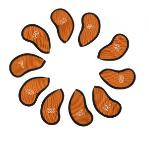 Lot De 10 Housses De Protection Pour Fers De Golf Avec Numeros, Impermeables, Pour L'entrainement Sur Le Terrain, Orange - Neuf