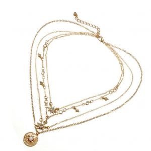 Collier Clavicule Multicouche En Strass Avec Pendentif Etoile - Neuf