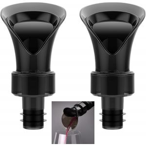 Checarzhn--No1-Bouchon Bouteille Vin Bouchon Champagne - Pack De 2, Noir, Verseurs De Bec De Bouteille, Verser Le Vin Sceller Conserver 2 En 1, Evite Que Vin Ne Goutte Sur La Bouteille Lorsqu'il Est - Neuf