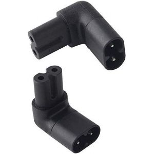 Figure 8 Male to Female 90 Degree Up and Down Right Angle AC Converter IEC320 C7 C8 Mains Adapter - Neuf