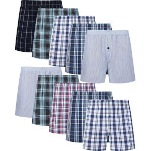 Lot Caleçon Homme Tissés Américain Boxer Homme Coton Doux Calecon Homme Confortable Taille Élastique,10 Pièces,Xl - Neuf