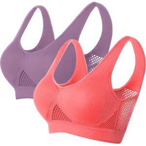 Padded Bras For Women Moderate Impact Plus Size Generous Chest Push-Up Seamless Breathable Yoga Running Crop Top.[F423] - Neuf