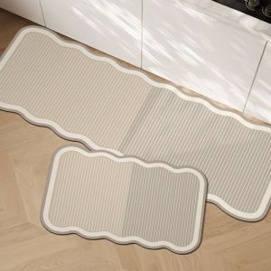 2 Pièces Tapis de Cuisine Antidérapant et Lavable en Machine, Tapis de Paillasson Imprimé Tapis de Sol Cuisine,Tapis Cuisine Devant evier, 40x120cm+40x60cm(style 1) - Neuf