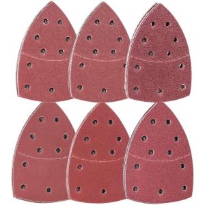 72 Feuilles Abrasives Triangles Papier Poncage, Ponceuse Mouse Delta105 x 152 mm, 11 Trous, Papier Abrasif Triangulaire, P40 60 80 120 180 240 Grain pour Ponceuse Multiples - Neuf