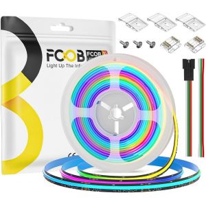 Cob Ws2811 Ic Rgb Bande Led 5M Dc24V 630Leds/M 50Ic 10Mm Largeur Noir Pcb Ip30 R&ecirc;ve Couleur Uniforme Suivi Couleur Flexible Haute Densit&eacute; Pour Diy(Ne Contient Pas Contr&ocirc;le&iquest;Alimentation) - Neuf