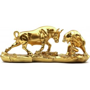 SJZG-Taureau Décoration, Wall Street Statue Di Taureau Et Ours, Cadeau Père, Cadeaux Taureau Pour Financier, Objet Décorations Modernes Pour Intérieurs, Salon, Bureau(Or) - Neuf