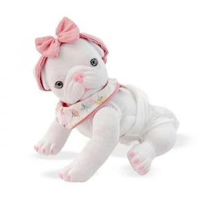 Peluche chien carlin blanc - Berjuan S.L - Anireal - Multicolore - 35 cm - Design r&eacute;aliste - Stimule l'imagination - Neuf