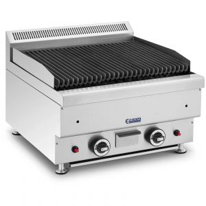 Grill professionnel pierre de lave gaz naturel 2 x 7200 watts 50 x 47 cm 460 &deg;c acier inoxydable fonte de fer acier argent Helloshop26 14_0009117 - Neuf