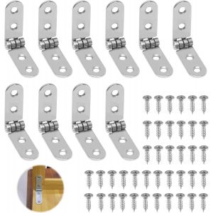 10 Pi&egrave;ces Charni&egrave;res Pliantes, Charni&egrave;res Rondes Pliables &agrave; 180 &deg; en Acier Inoxydable avec 40 vis pour Table Pliante, Armoire, Garde-robe, Caisse en Bois, Meubles, Machines &agrave; Coudre - Neuf