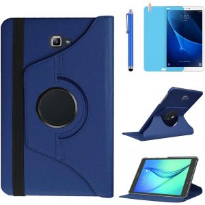 LORANKA-&Eacute;tui Housse Coque pour Samsung Galaxy Tab A 10.1 Pouces 2016 (SM-T580 SM-T585) - 360 degr&eacute;s Rotation Full Protection Kickstand Case Cover,avec Un Stylo,&Eacute;cran Film (Deep Blue) - Neuf