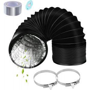 Kalanka-Ø100 Mm Tuyau D'evacuation 2.2 M, Tube De Ventilation Tuyau Flexible En Aluminium Avec 2 Collier De Serrage Inox Et 1 Ruban Adhésif Aluminium Pour Climatisation Sèche-Linge Extracteur D'air - Neuf