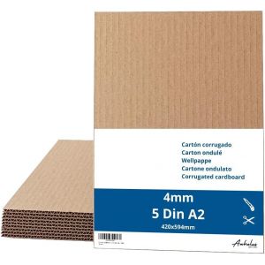Tianyi-5 Carton Ondulé 4mm Format A2 - Plaque Carton Rigide 4mm D'épaisseur Format 42x59,4cm - Feuille Pour L'emballage - Feuilles De Carton Pour L'artisanat - Neuf