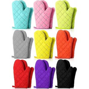 9 Paires De Maniques De Cuisine Matelass&eacute;es, Doublure En Tissu &Eacute;ponge, Extra Longues Et R&eacute;sistantes &Agrave; La Chaleur. Gants De Cuisine &Eacute;pais Et Souples En Polyester Et Coton, 28 Cm (11 Pouces). - Neuf