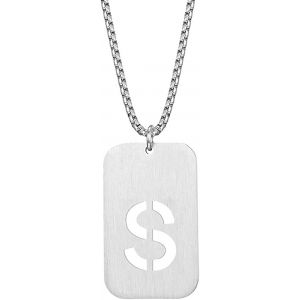 Kal-Homme Acier Inoxydable Dog Tag Initiale Lettre Pendentif Collier Carr&eacute; Militaire Charme Avec Cha&icirc;ne - Neuf