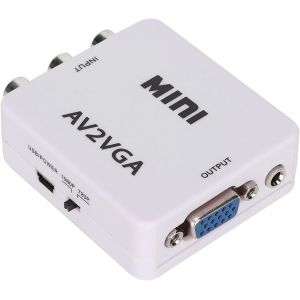 480P Mini Adaptateur Composite AV vers VGa Décodeur TV Convertisseur Audio Vidéo Mini Convertisseur De Lecture (Blanc) - Neuf