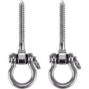Lot De 2 Crochets À Vis Robustes En Acier Inoxydable 304, 180°, Pour Aire De Jeux Intérieure Et Extérieure, Yoga, Hamac, Corde, Balançoire, Chaise Suspendue, Sac De Frappe, Charge Maximale : 450 Kg - Neuf