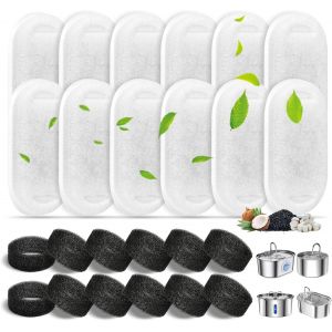 Bhhbb-Filtre Fontaine Eau Chat,12 Filtres À Charbon + 12 Éponges, Filtration Des Cheveux Flottants, Adoucissement De L'eau,Filtres De Rechange Pour Fontaine De Chat 2 L,3.2 L,4 L - Neuf