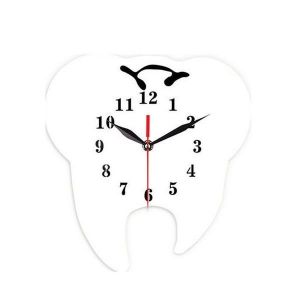 Horloge murale 3D en forme de dent ECY056, silencieuse et facile &agrave; installer, id&eacute;ale pour la maison et le bureau. - Neuf