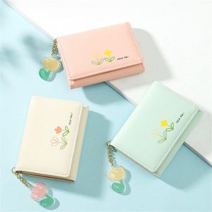 2023 Nouveau Portefeuille Tulipe - Mini Portefeuille Tulipe En Cuir Pu Mignon Portefeuille For Femme - Petit Portefeuille &Agrave; Fermeture &Eacute;clair &Agrave; Trois Volets Avec Blocage Avec Porte-Cartes &Agrave; Fen&ecirc;tre D - Neuf