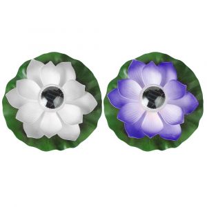 Lot de 2 lampes solaires flottantes en forme de lotus pour la d&eacute;coration de bassin et de jardin - Neuf