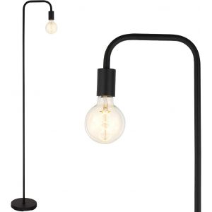 Subzonal-Lampadaire R&eacute;tro Incurv&eacute; En M&eacute;tal Minimaliste Avec Interrupteur &Agrave; Pied Pour Chambre &Agrave; Coucher, Salon, Lecture, Bureau I 165 Cm I E27 (Noir) - Neuf