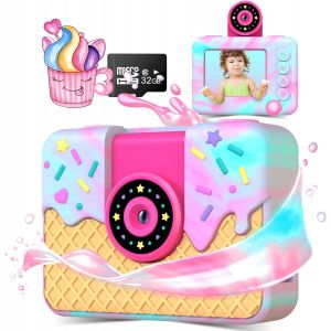 ERYI-Appareils Photo Numériques Enfants, 1080P Hd Appareil Photo Enfant, Mini Caméra Jouet Rechargeable Caméscope, Cadeau Pour Filles 3-12 Ans Avec Écran De 2.0 Pouces, 32G Sd Carte - Neuf