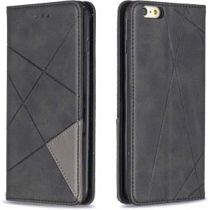 Mdy-Coque Pour Iphone 6s Plus/6 Plus (5,5 Pouces), Housse Portefeuille En Cuir Etui De Protection Avec Tpu Silicone Bumper Magnétique Flip Case, Porte Cartes Avec Fonction Support Cover (Noir) - Neuf