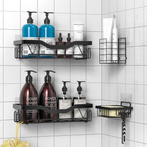 &Eacute;tag&egrave;re de Douche sans Percage, Etagere Salle Angle de Bain, Rangement Douche pour Nettoyant pour Corps de Shampoing (3 Pi&egrave;ces Etag&egrave;re Salle Angle) - Neuf
