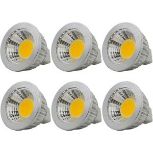 Lot De 6 Ampoules Led Cob Mr16/Gu5.3, 3 W / 210 Lm, 12 V Cc, Blanc Chaud 2700 K, &Eacute;quivalent &Agrave; Une Ampoule Halog&egrave;ne De 20 W, 50 X 52 Mm, Angle De Faisceau De 90&deg;. - Neuf