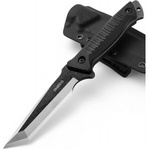 Ytfhg-Tanto Couteau D'extérieur Avec Fourreau Kydex, Couteau De Survie Full Tang 420 Steel Stonewashed Lame Fixe Couteau De Chasse, Poignée Confortable G10 Noir - Neuf