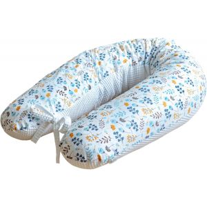 Coussin De Grossesse &iquest; Coussin D'allaitement 190 Cm &iquest; Coussin Lat&eacute;ral 100% Coton &iquest; Avec Housse Amovible &iquest; Coussin Ergonomique Pour Dormir Pendant La Grossesse (Taupe Gaufr&eacute;/Prairie Brune) - Neuf