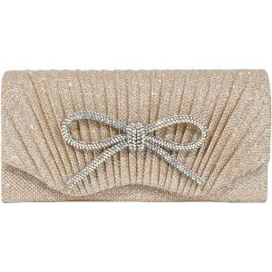 Pochette Femme Noeud Brillant Soir&eacute;e Sac a Main &Eacute;l&eacute;gant &agrave; Paillettes Enveloppe Clutches avec Cha&icirc;ne pour F&ecirc;te Mariage C&eacute;r&eacute;monie - Neuf
