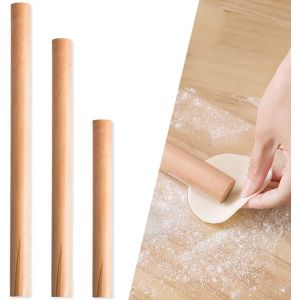 Jexnovashop-Lot De 3 Rouleaux &Agrave; P&acirc;tisserie En Bois De H&ecirc;tre Pour P&acirc;te, P&acirc;tisseries, Pain, Pizza, Biscuits Et Cr&ecirc;pes (16 Cm, 25 Cm, 30 Cm) - Neuf