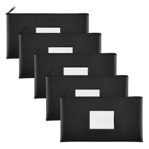 Sacs d'argent de d&eacute;p&ocirc;t bancaire de 5 sacs avec fermeture &eacute;clair, sacs en unit&eacute; centrale, pochettes de portefeuille d'argent avec &eacute;tiquette, pour pi&egrave;ces de monnaie, cosm&eacute;tiques, facture, factures, B - Neuf