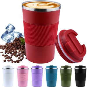 Eryi-380 Ml Rouge Gobelet Isotherme Tasse A Cafe Gobelet Cafe Isotherme Tasse À Café Gobelet Cafe Canette Isotherme Gobelet Isotherme Avec Paille Café Mug Isotherme Cafe - Neuf