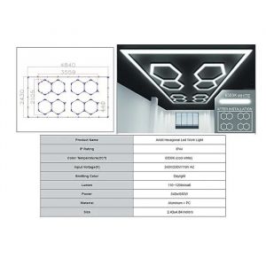 Système d'éclairage Plafond Nid d'abeille Hexagon Garage Lumière 3.56 x 2.10 m - Neuf