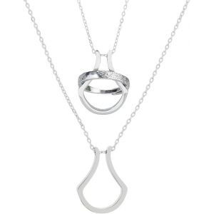 Kal-Collier Porte Bagues Femme Collier Avec Support Géométrique Pendentif Bijoux Colliers De Gardien D'anneau De Mariage - Neuf