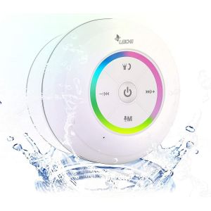 Enceinte Bluetooth Portable Étanche Haut Parleur De Douche Sans Fil Haute Stéréo Led Lumière Ventouse Puissante, Stéréo, Radio Fm Mic Intégré, Idéal Pour Plage, Cuisine Et Piscine 5H[Z187] - Neuf