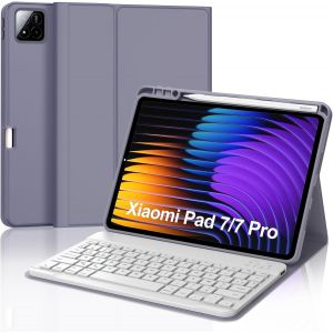 Coque Clavier Pour Xiaomi Pad 7/7 Pro 11.2"" 2025, Azerty Fran&ccedil;ais Clavier Bluetooth Magn&eacute;tique D&eacute;tachable Avec Fente Pour Stylo Pour Tablette Xiaomi Pad 7/7 Pro 11.2"" 2025, Violet - Neuf