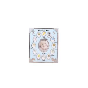 Cadre photo souvenir du premier anniversaire de b&eacute;b&eacute; - Mois bleu - Neuf