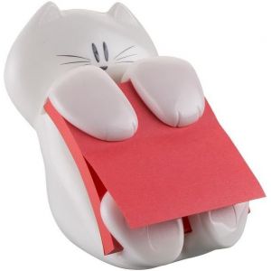 Distributeur En Forme De Chat Avec 1 Bloc De Notes Post-It Z, Couleur Rose - Utilisation Facile À Une Main - Neuf