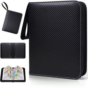 Mdy-Classeur Carte Portable, Album De Cartes À Collectionner Avec 900 Pochettes,Classeur De Cartes À Collectionner En Cuir Imperméable Avec Fermeture Éclair (Noir) - Neuf