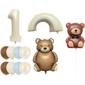 1 Lot De Ballons Décoratifs Ours Arc-En-Ciel, 1 Morceau De Bougie Ours, Ballons D'Anniversaire Pour Enfants, Ballons De Décoration De Chambre Pour Garçons Et Filles. - Neuf